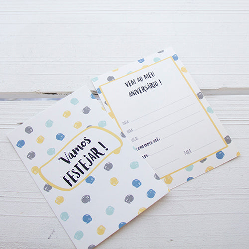 Kit 10 Convites Aniversário DOTS