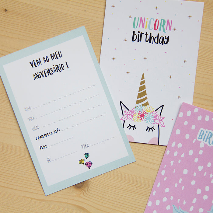 Kit 10 Convites Aniversario UNICORN