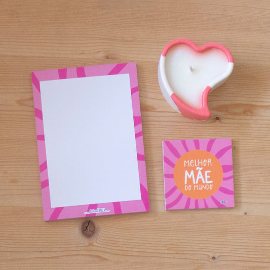Kit Mãe Pink Vela Perfumada/Azulejo/Bloco