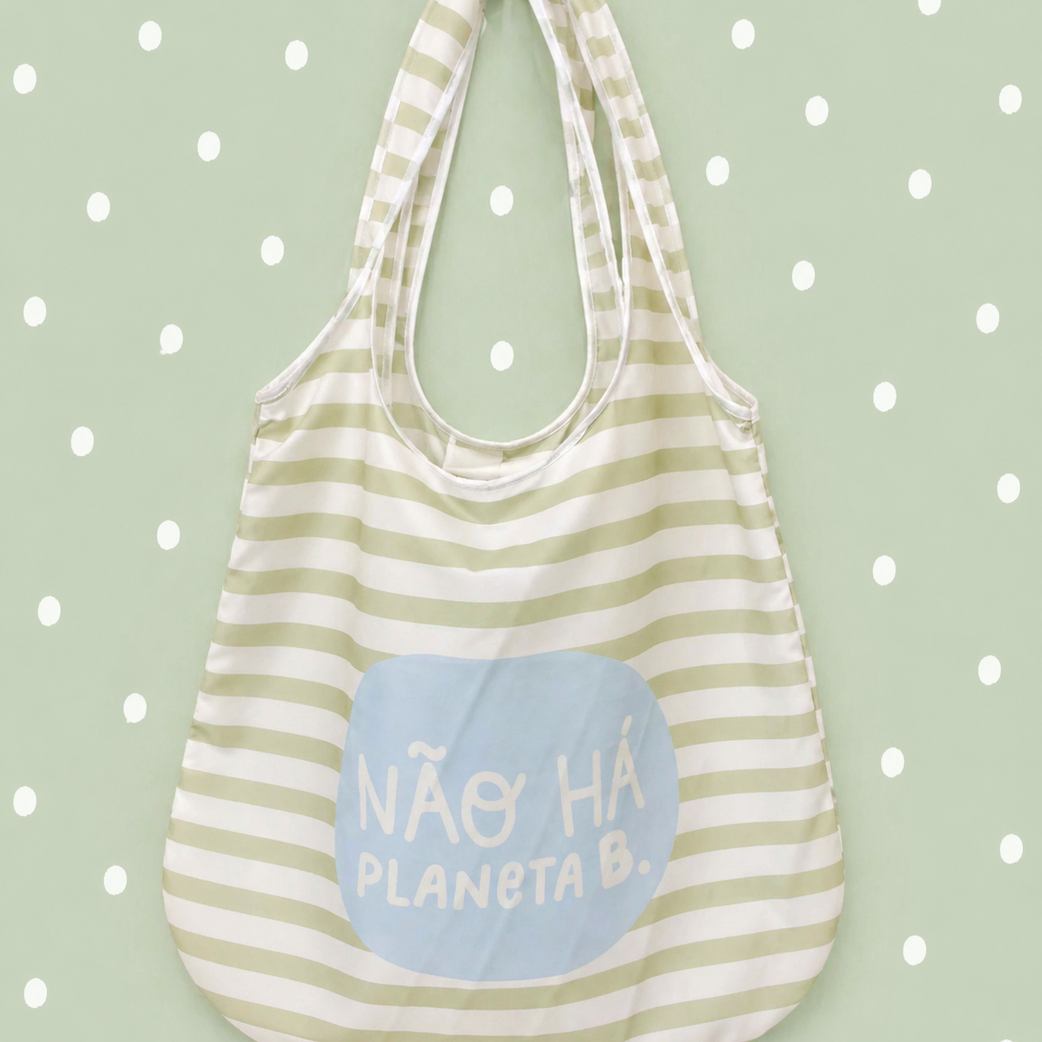 Saco de Compras (Eco Bag) FLOWERS GREEN STRIPES