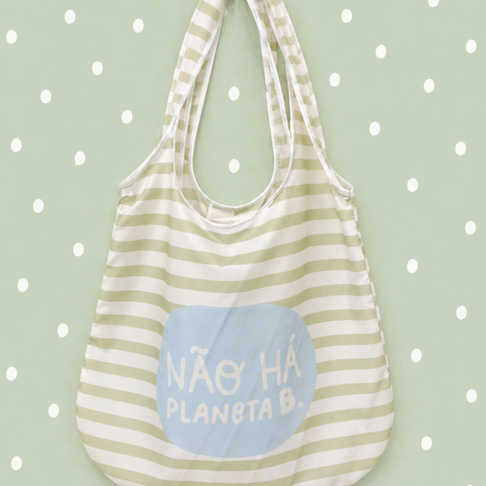 Saco de Compras (Eco Bag) FLOWERS GREEN STRIPES