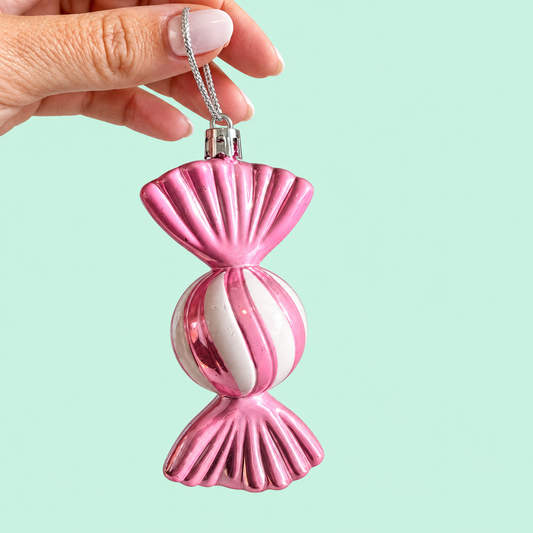 Enfeite Natal Rebuçado Rosa