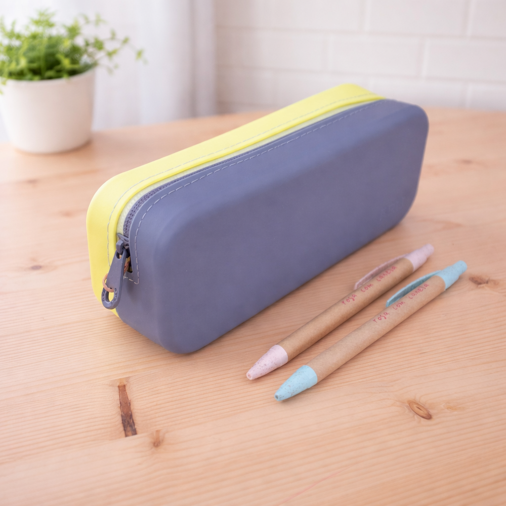 Estojo Silicone Bicolor Amarelo Cinza
