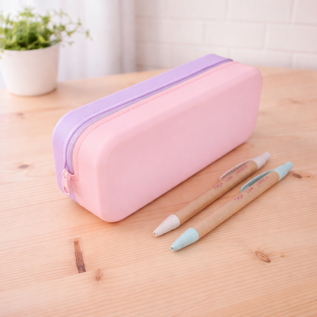 Estojo Silicone Bicolor ROSA LILÁS