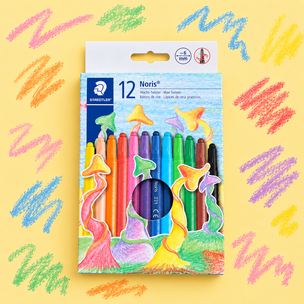 Kit 12 Lapis de Cera Giratórios (Staedtler)