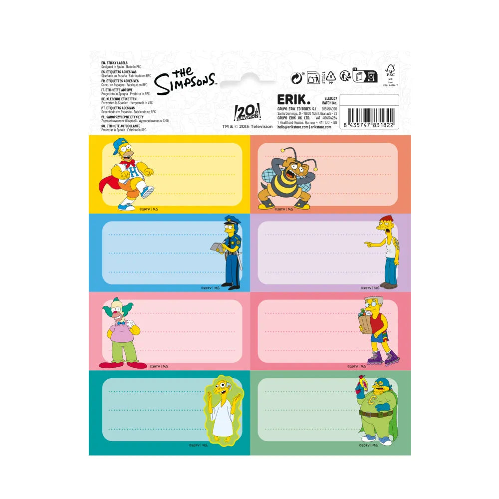 Kit 16 Etiquetas Autocolantes SIMPSONS
