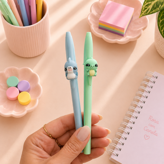 Kit 2 Canetas Bic Cristal Pastel Kids Figurines Boys