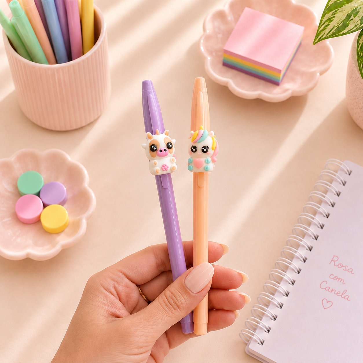 Kit 2 Canetas Bic Cristal Pastel Kids Figurines Girls