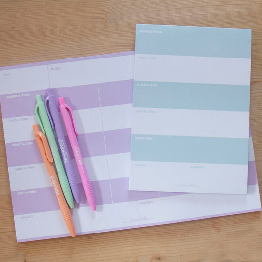 Kit Canetas e Planners Lilás/Menta