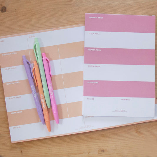 Kit Canetas e Planners Laranja/Rosa