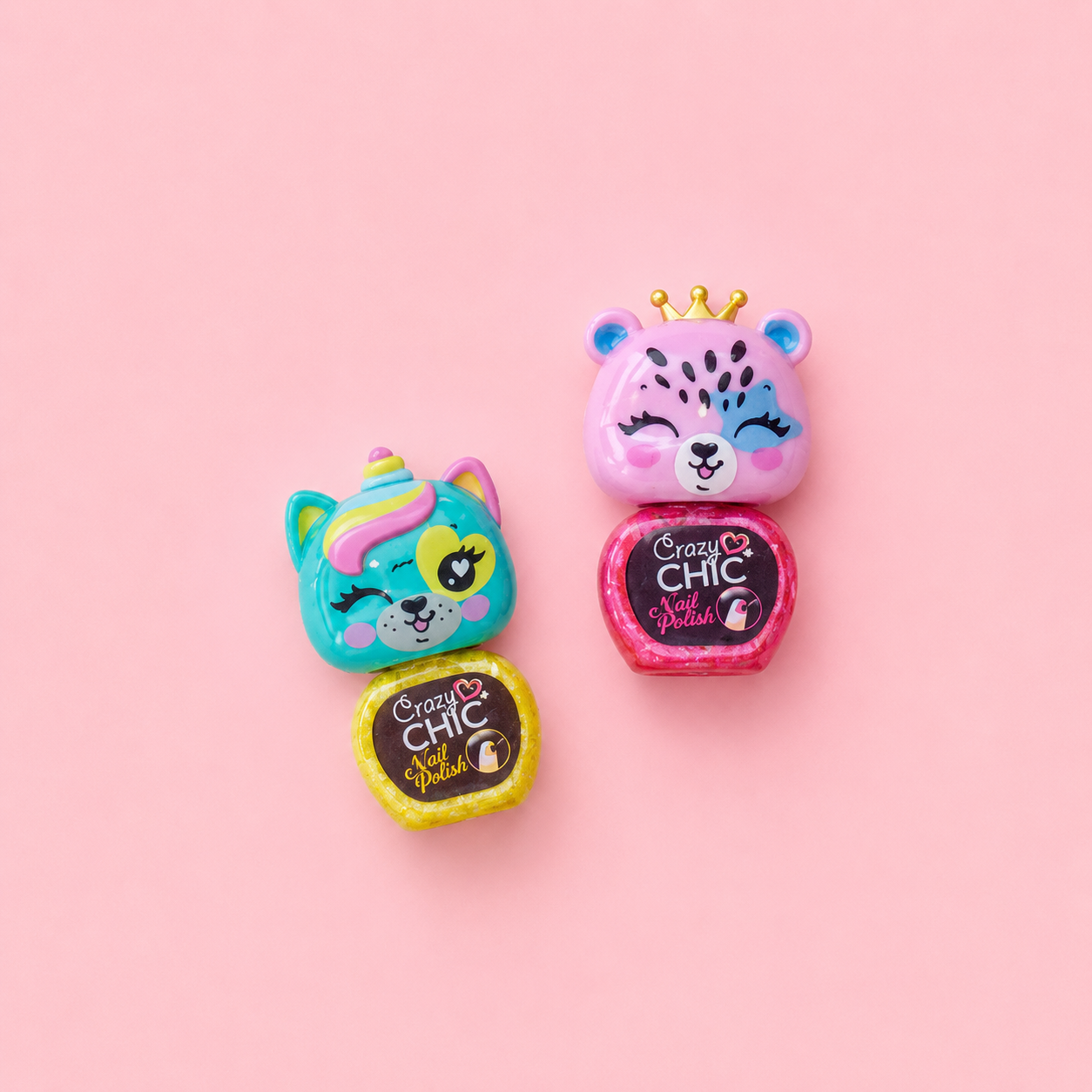 Kit 2 Vernizes Crazy Chic Amarelo/Rosa