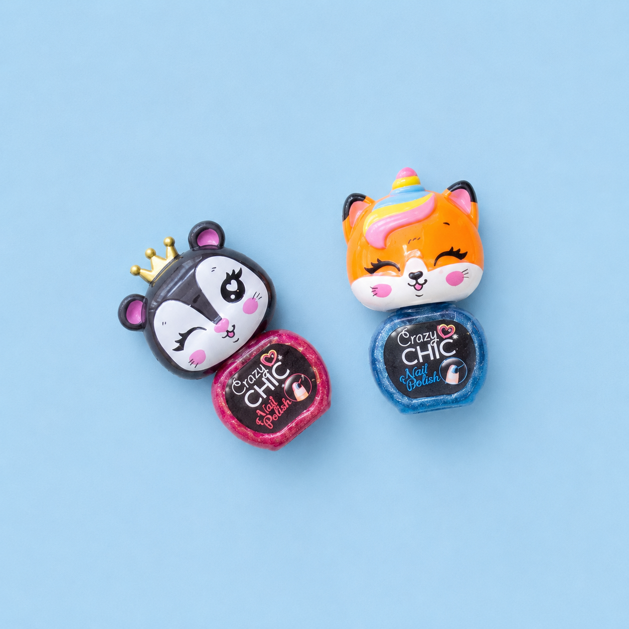 Kit 2 Vernizes Crazy Chic Azul/Rosa