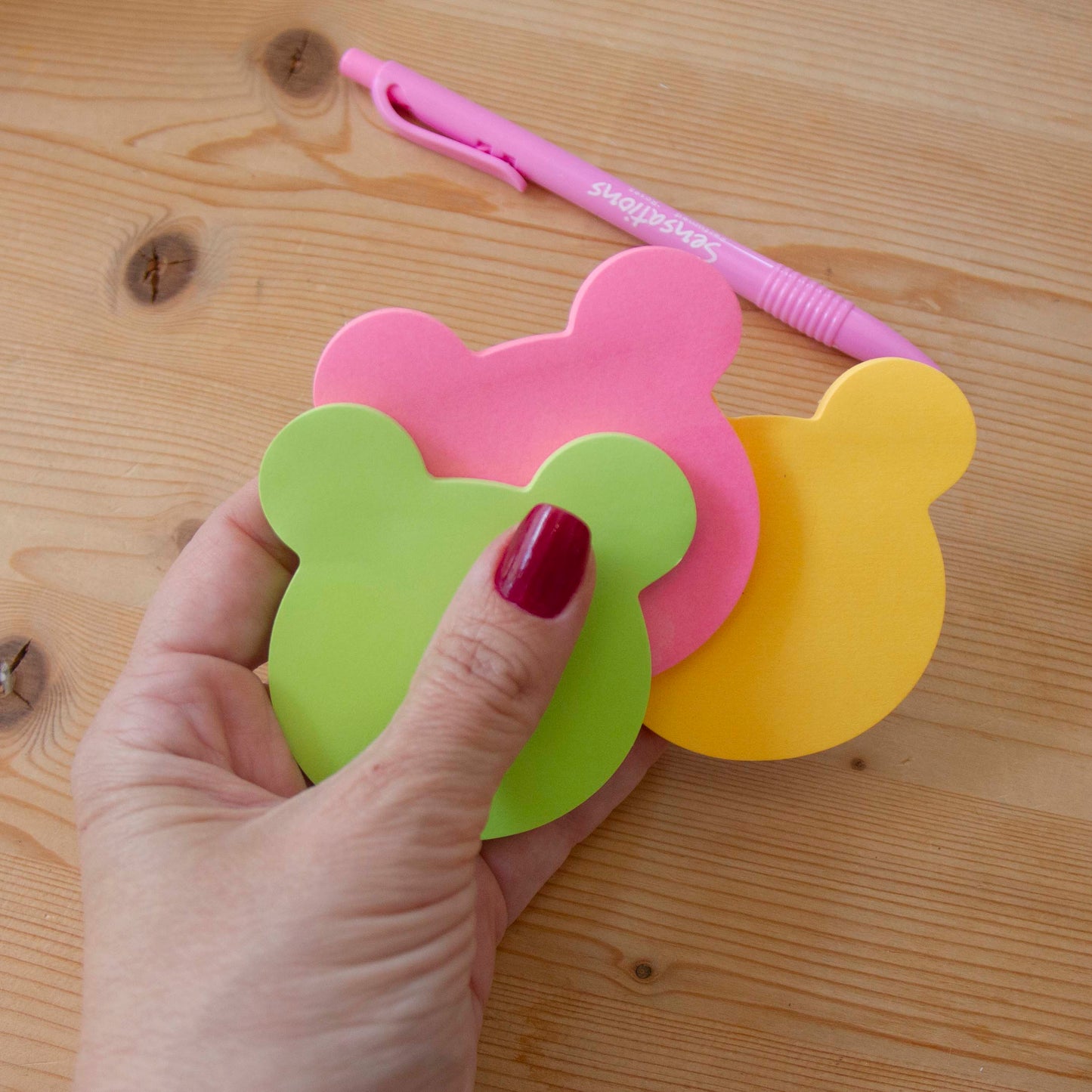 Kit 3 Sticky Notes Neon Mickey (Laranja/Rosa/Verde)