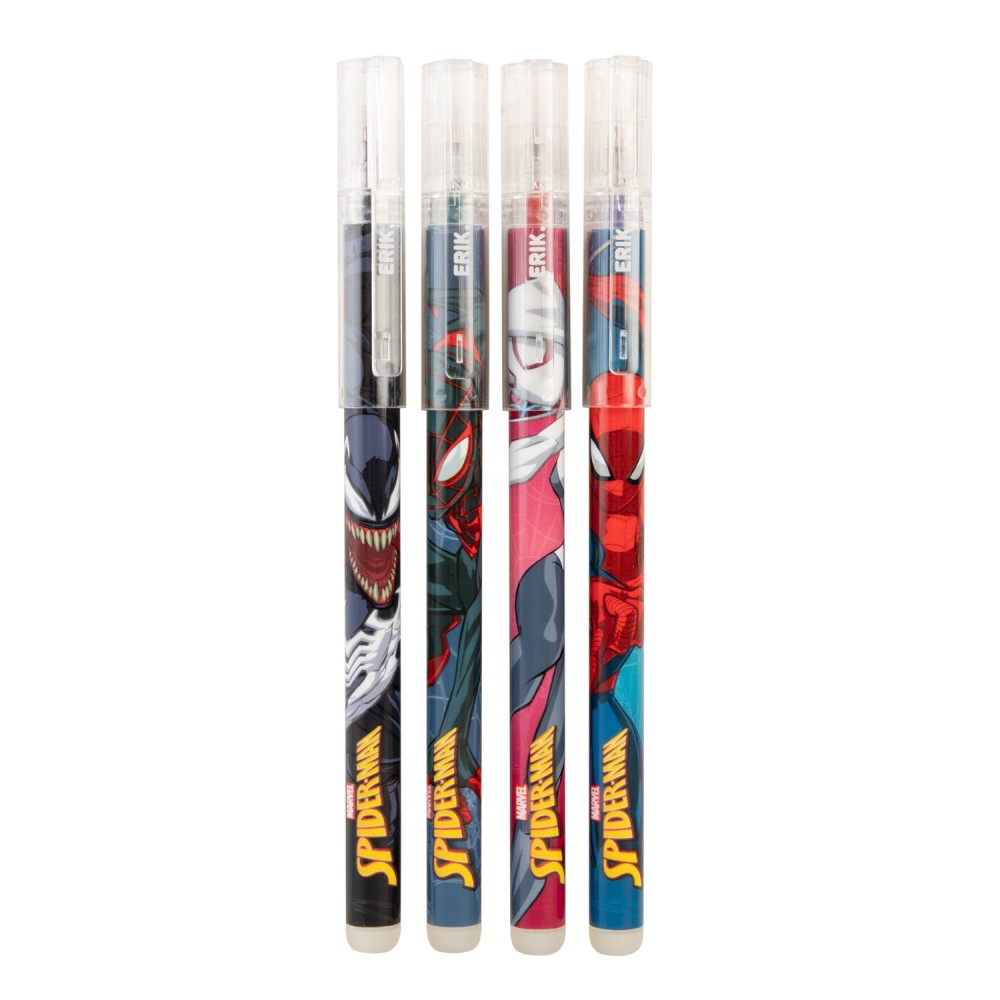 Kit 4 Canetas Apagáveis MARVEL SPIDERMAN