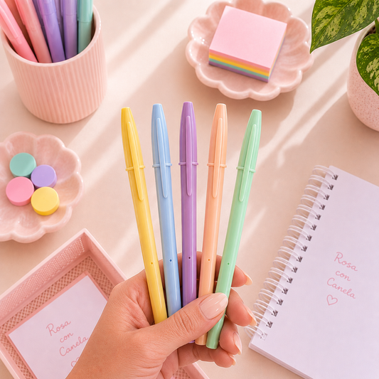 Kit 5 Canetas Bic Cristal Pastel