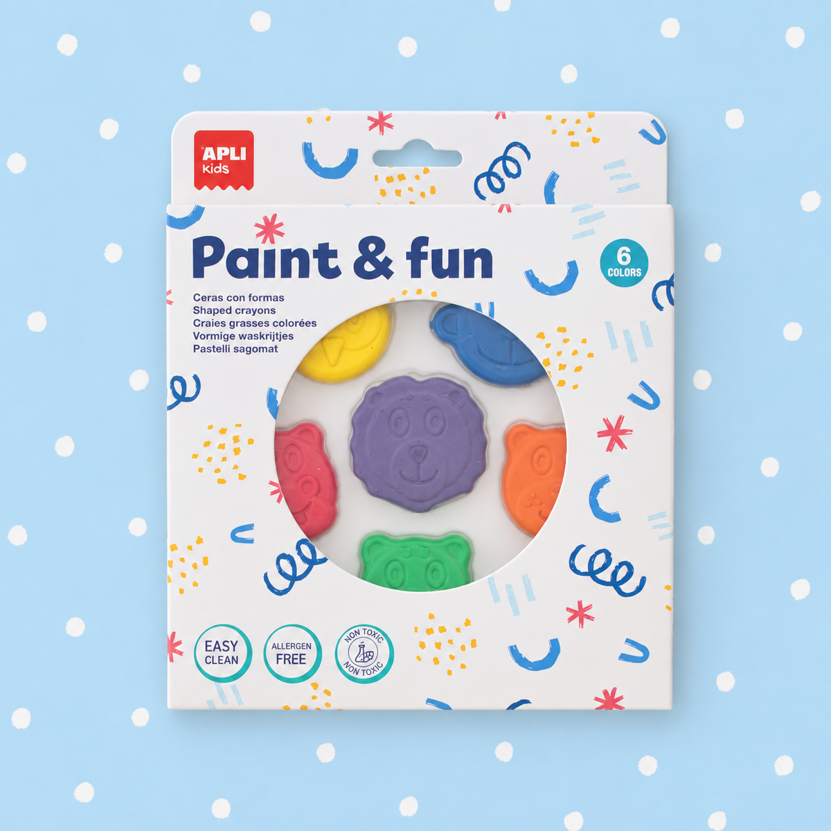kit 6 Lápis de cera Animais