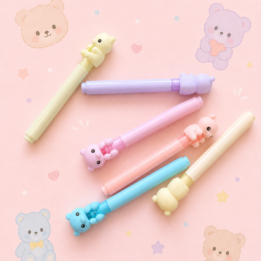 Kit 6 Mini Sublinhadores Pastel BEAR