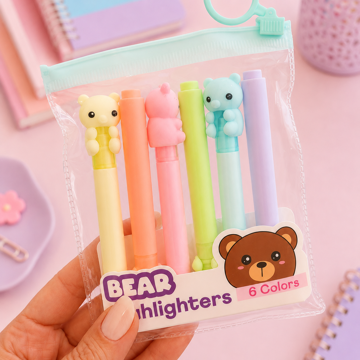 Kit 6 Mini Sublinhadores Pastel BEAR
