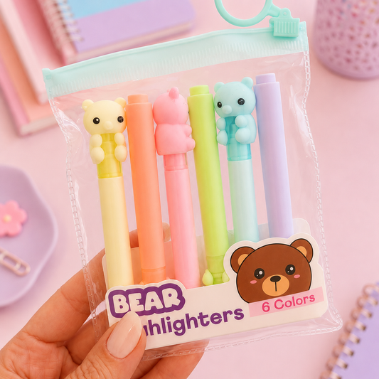 Kit 6 Mini Sublinhadores Pastel BEAR