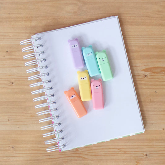 Kit 6 mini Sublinhadores URSINHOS Pastel