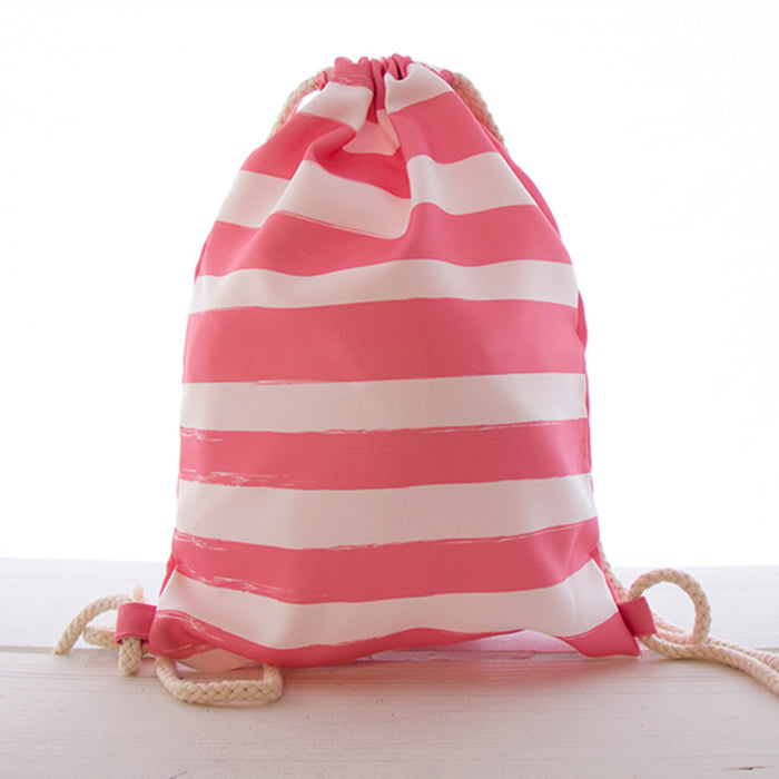 Mochila de Cordões Grande 36x40 Pink Stripes