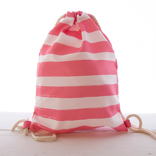 Mochila de Cordões Grande 36x40 Pink Stripes