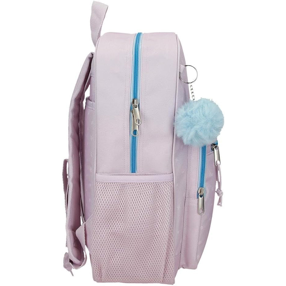 Mochila Escolar 38cm Stitch Lilás (3 bolsos)