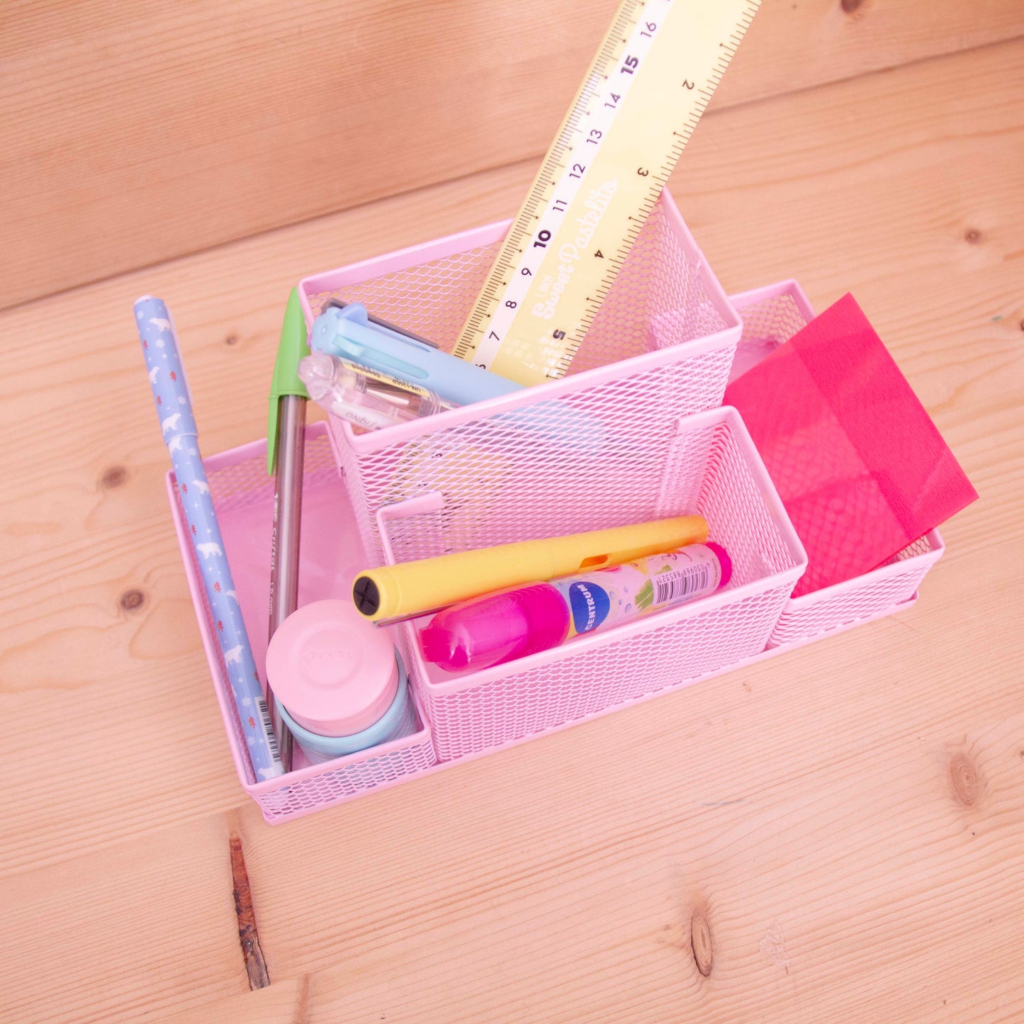 Organizador de mesa Metálico Rosa