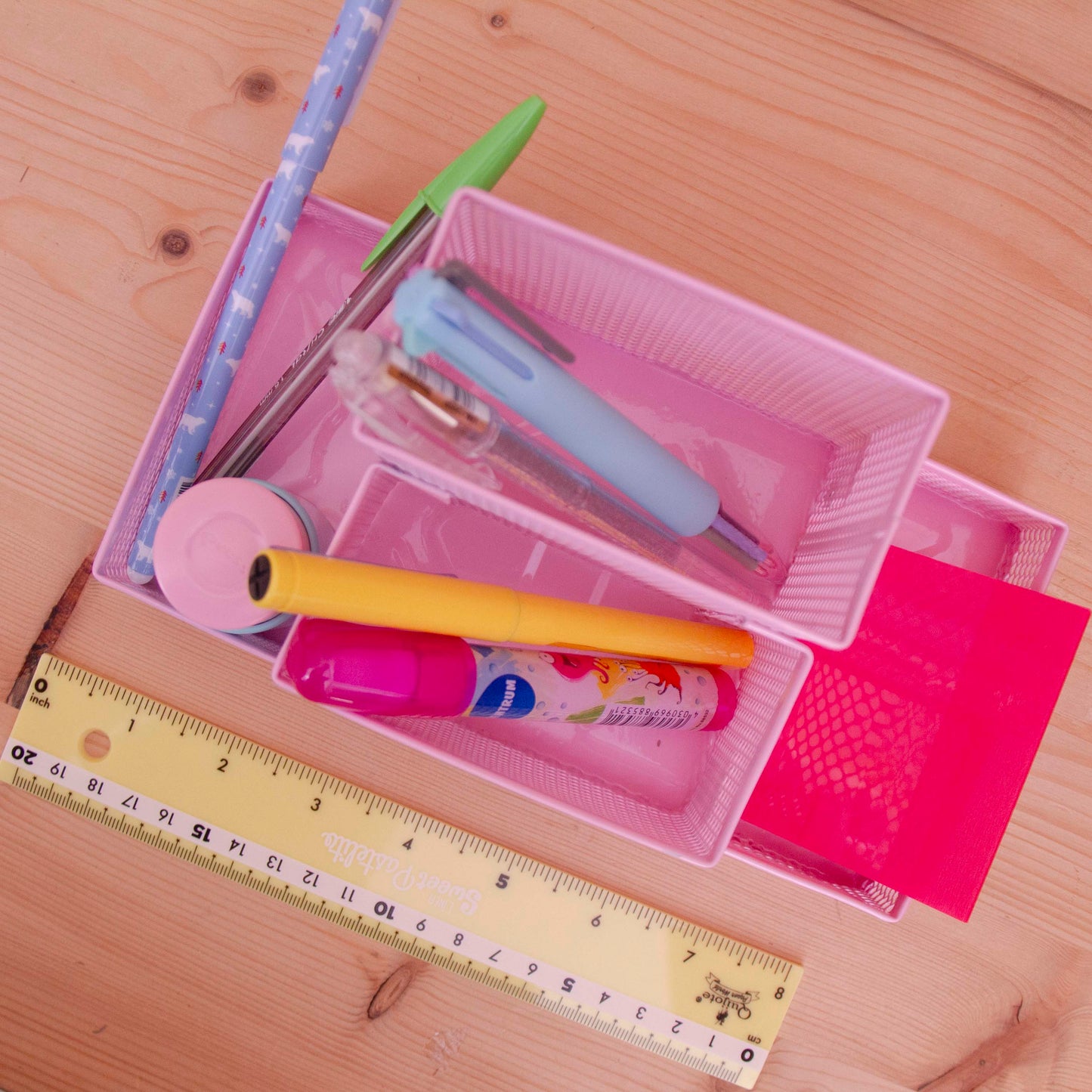 Organizador de mesa Metálico Rosa