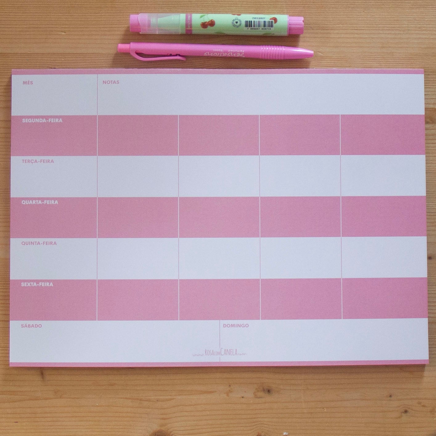 Planner A4 Rosa – Rosa com Canela