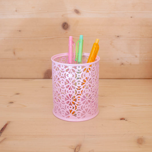 Porta Canetas Metálico Redondo ROSA CLARO