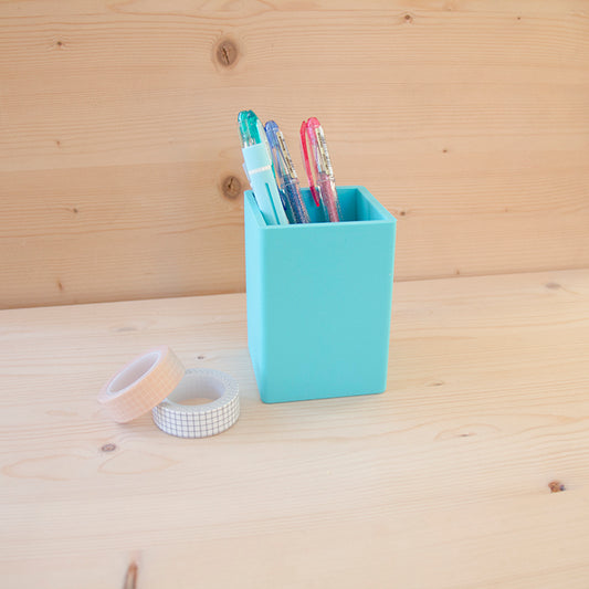 Porta Canetas Silicone Pastel Azul