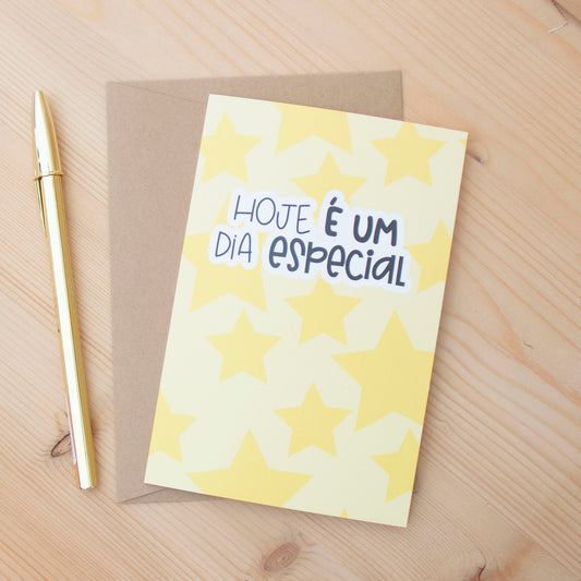 Postal Hoje é um dia especial! (amarelo)