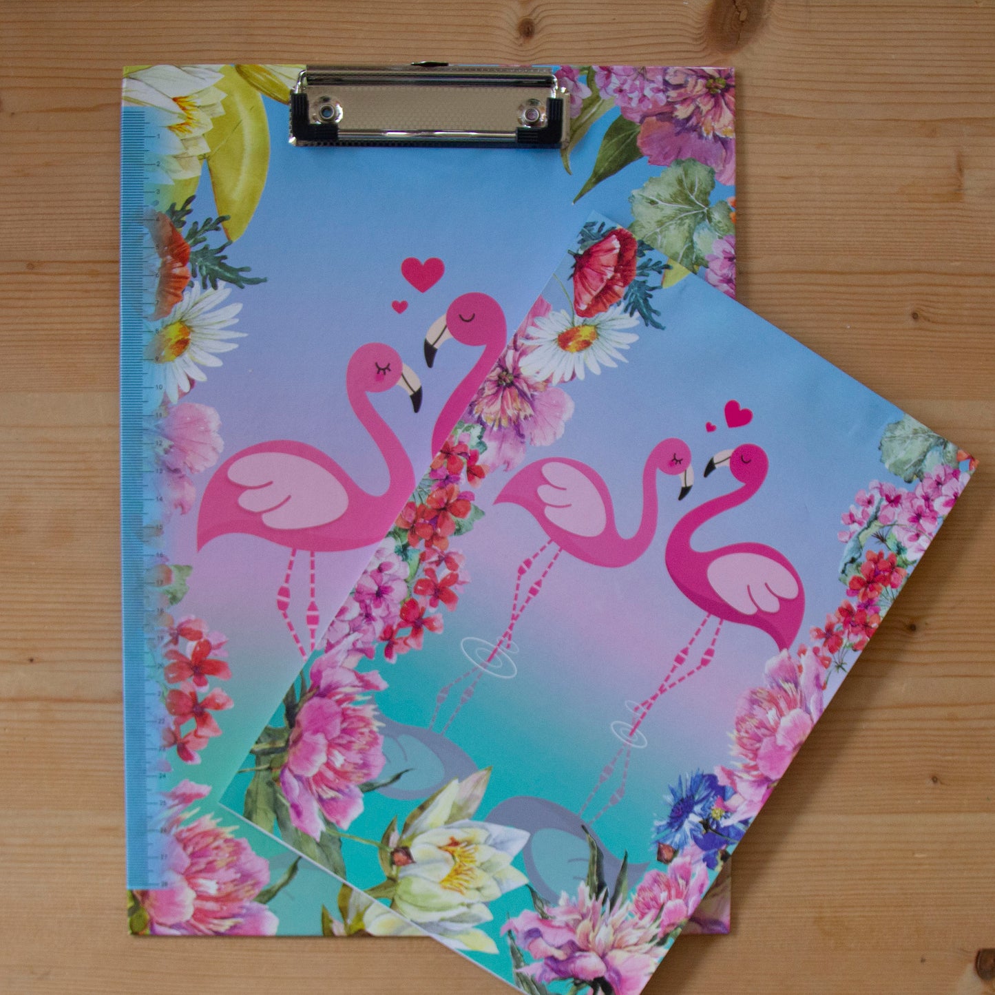 Prancheta A4 com bloco Flamingo AZUL