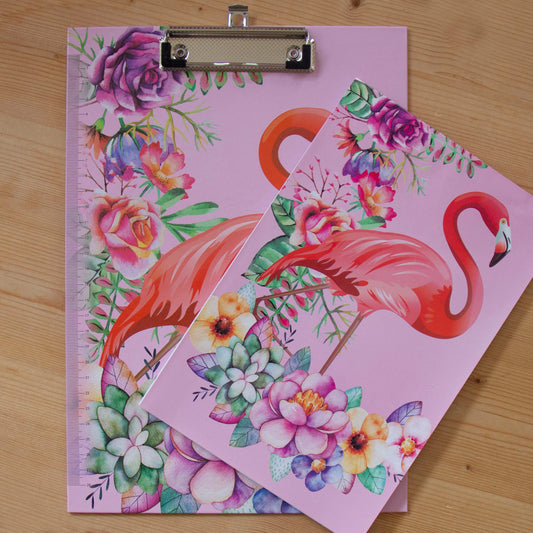 Prancheta A4 com bloco Flamingo ROSA