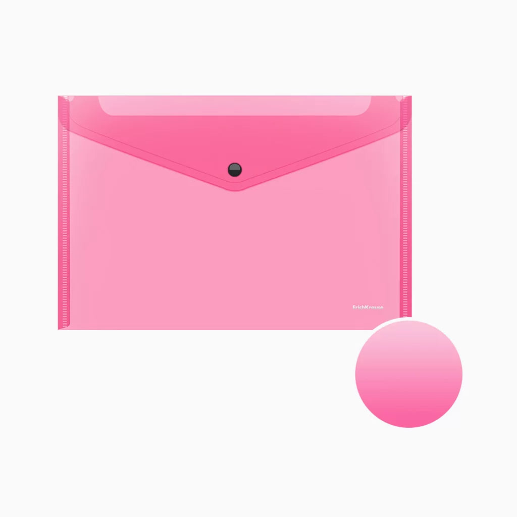 Bolsa Envelope A4 com mola Neon Rosa