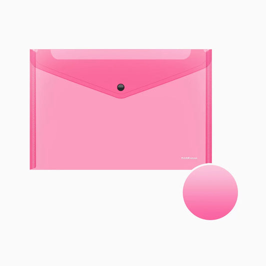 Bolsa Envelope A4 com mola Neon Rosa