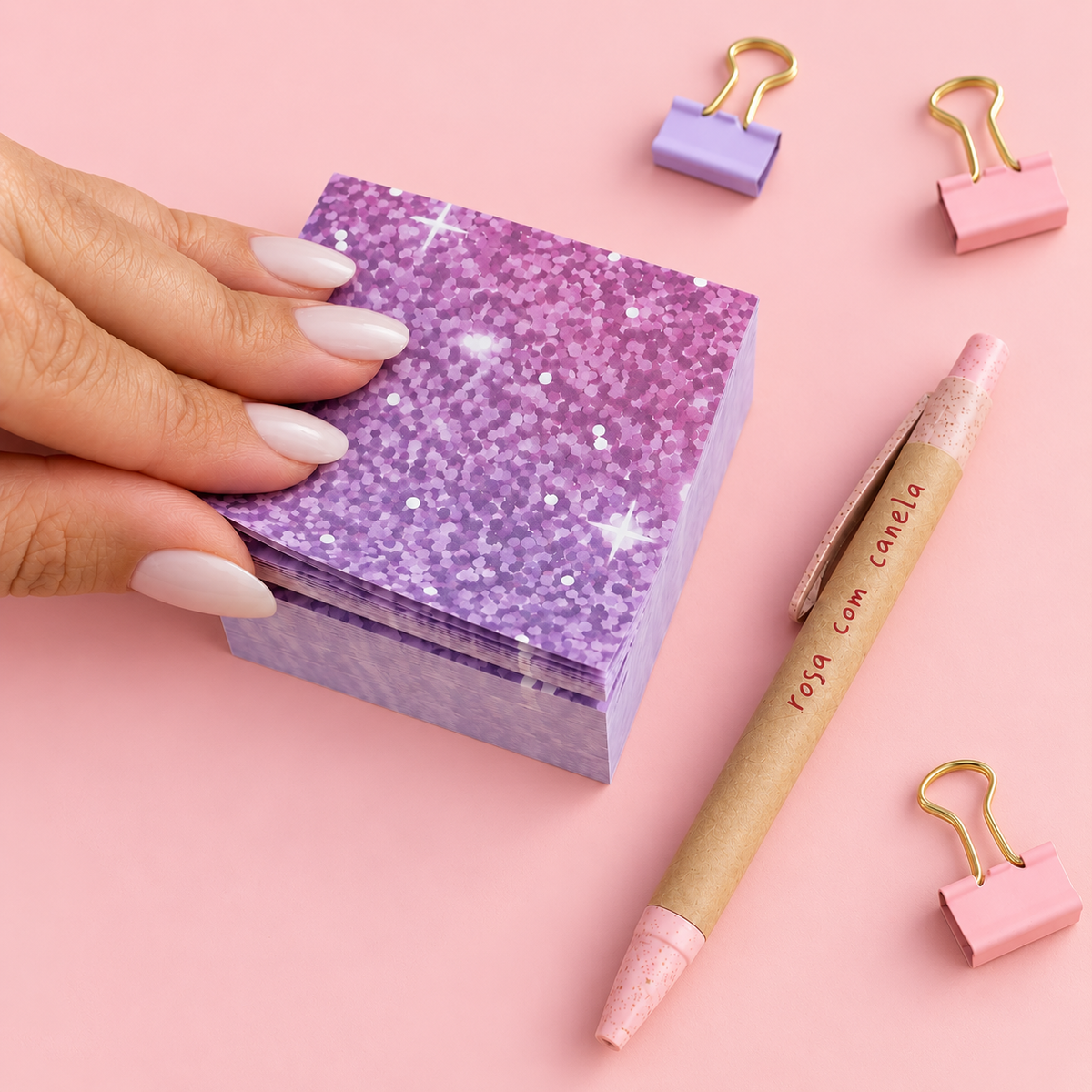 Sticky Notes 74x74mm BIG Glitter Purple