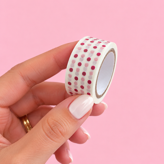 Washi Tape (15mm x 5m) White Dots ROSA