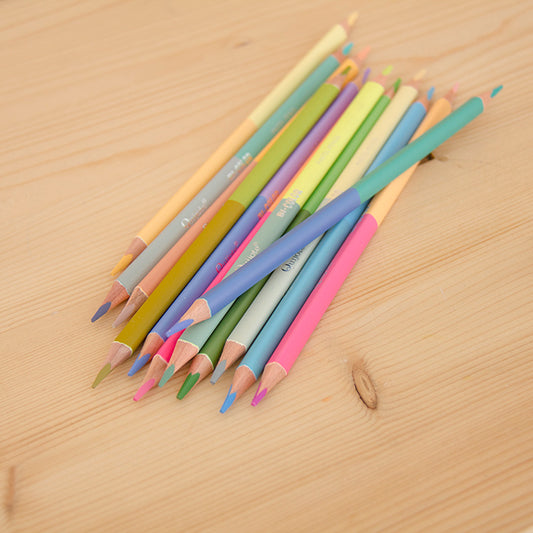 Kit 12 Lápis de cor Pastel Bi Color