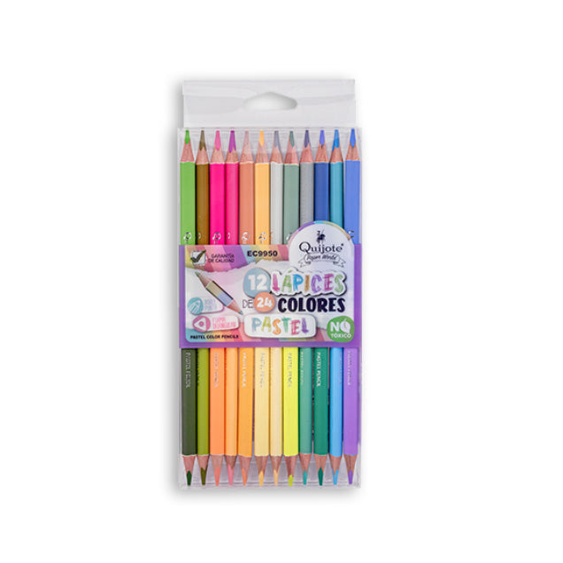 Kit 12 Lápis de cor Pastel Bi Color