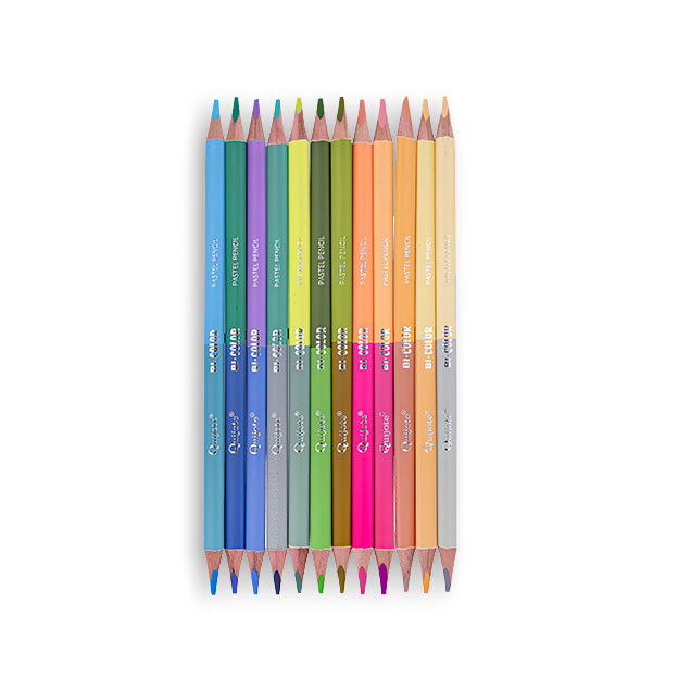 Kit 12 Lápis de cor Pastel Bi Color