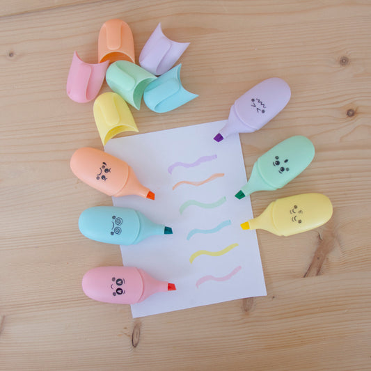 Kit 6 Marcadores Mini Pastel Carinhas